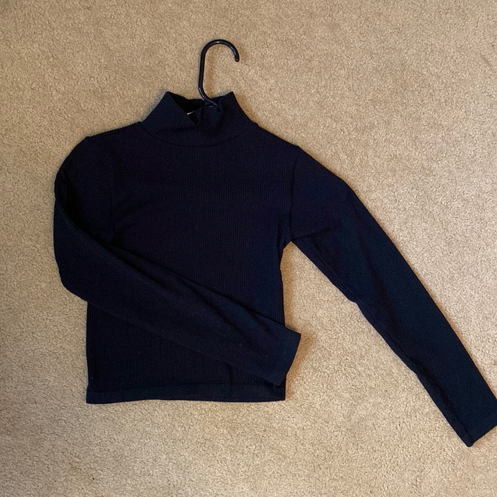 ZARA Black Long Sleeve Mock Neck